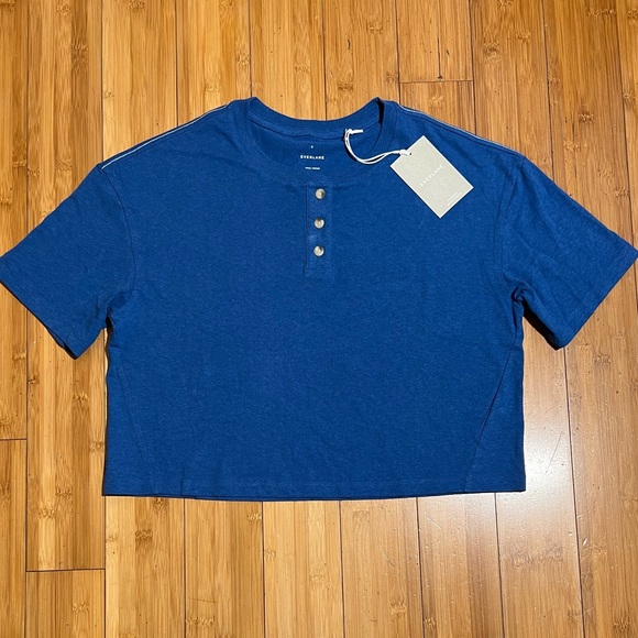 NWT Everlane The Vintage Henley Hemp Tee Deep Blue Size S - Picture 3 of 15